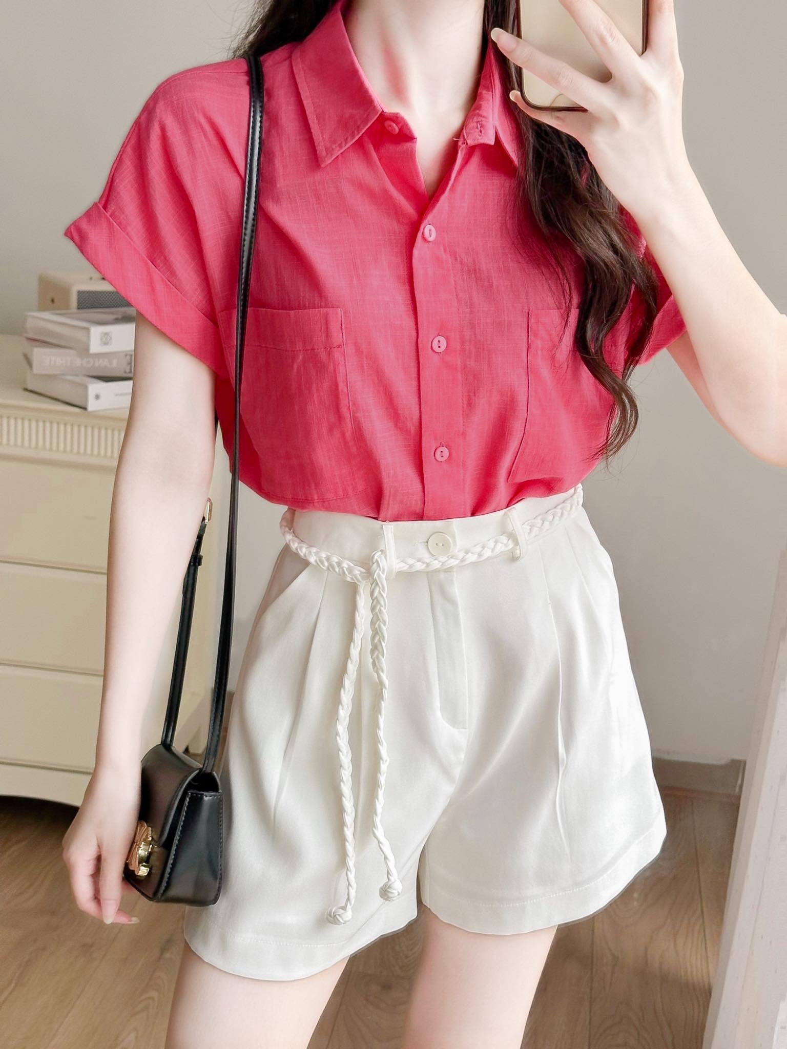 Sơ mi cổ đức tay cánh dơi