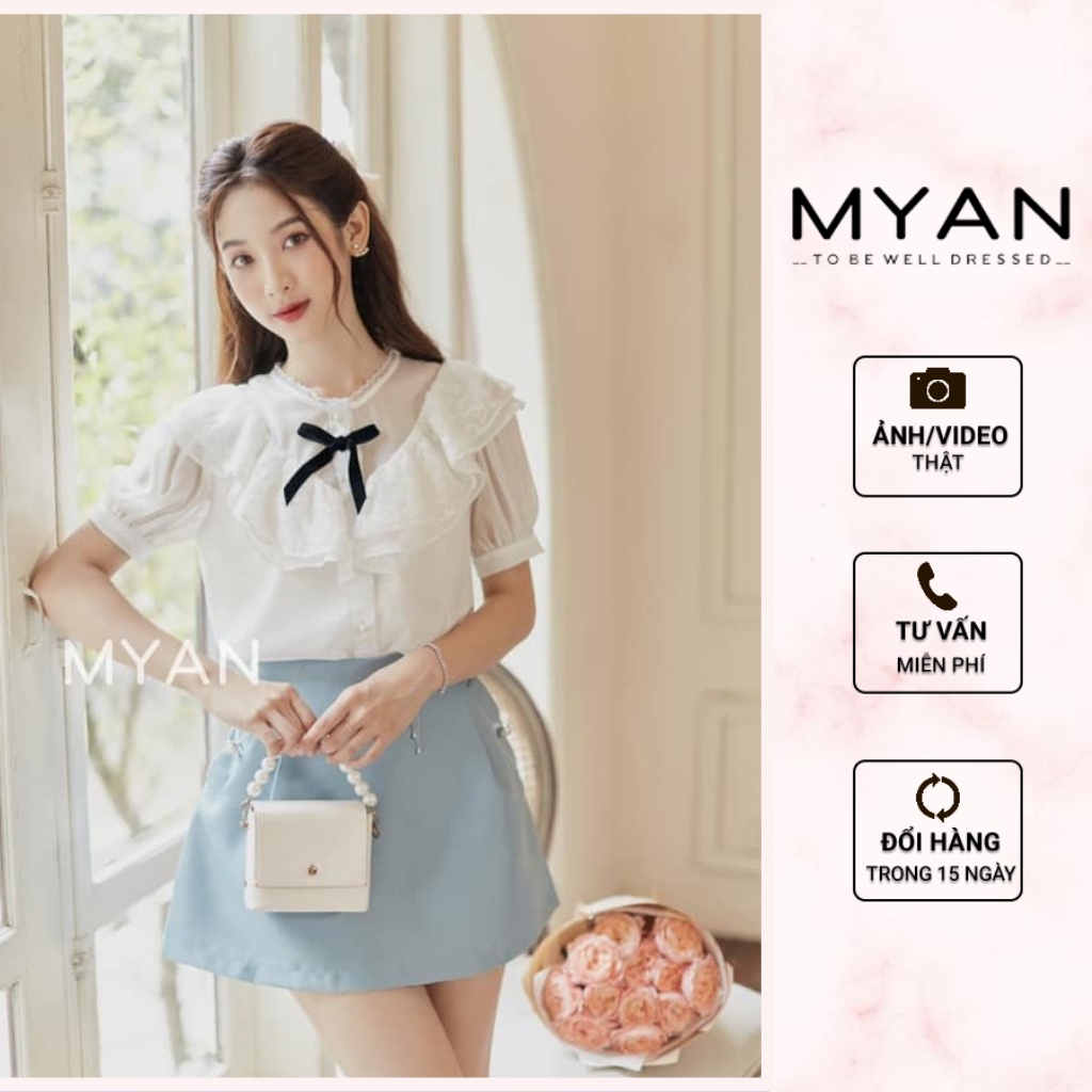 Chân váy xòe cúc ngọc cạp chun sau