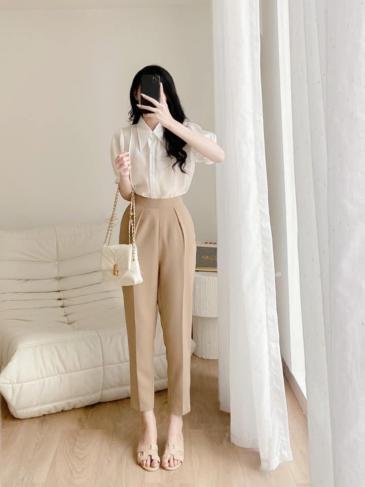 Quần baggy 1 ly khóa sau