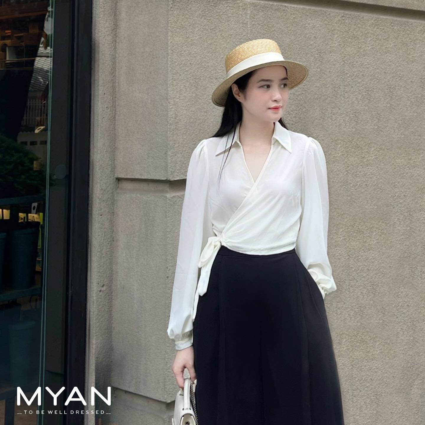 Sơ mi voan mỏng buộc vạt thắt nơ eo