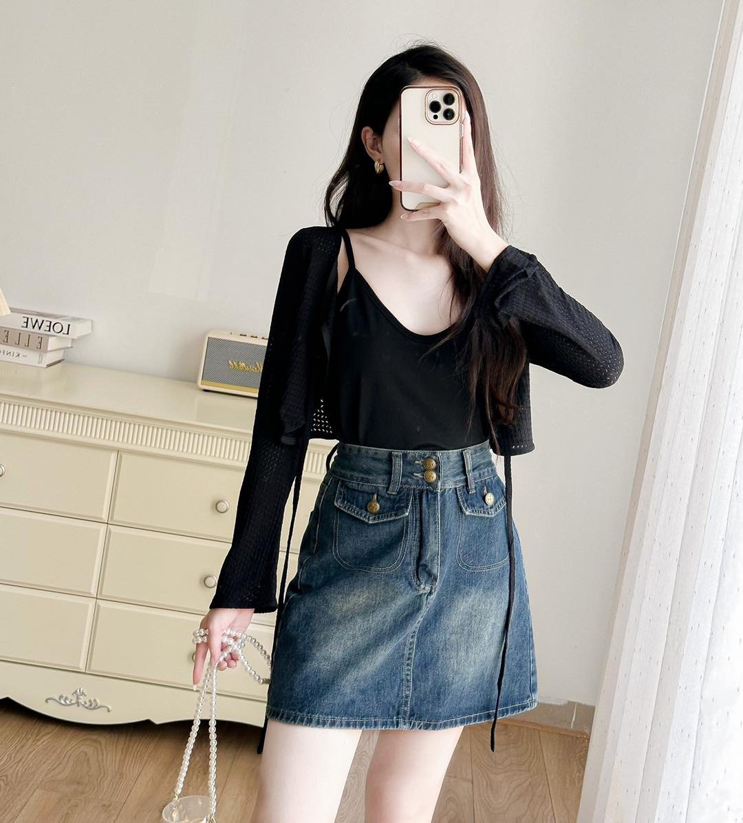 Áo khoác mỏng dài tay cổ buộc nơ