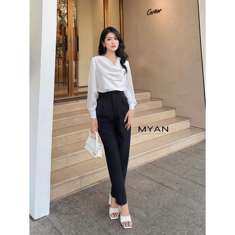 Quần baggy cạp cao 2 ly trước