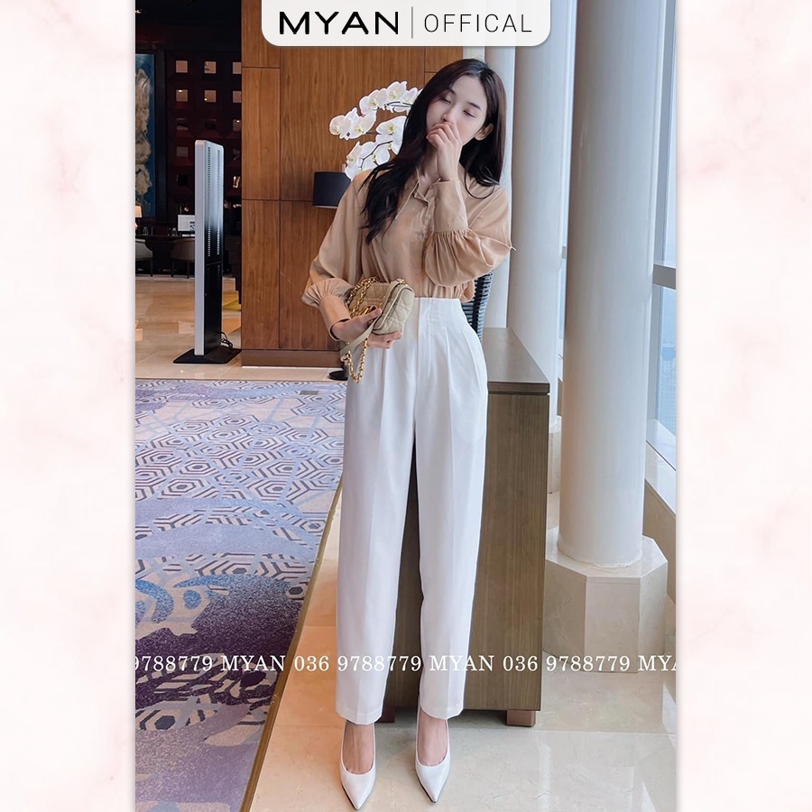Quần baggy cạp cao 2 ly trước