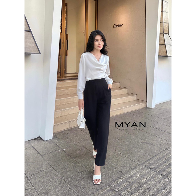 Quần baggy cạp cao 2 ly trước