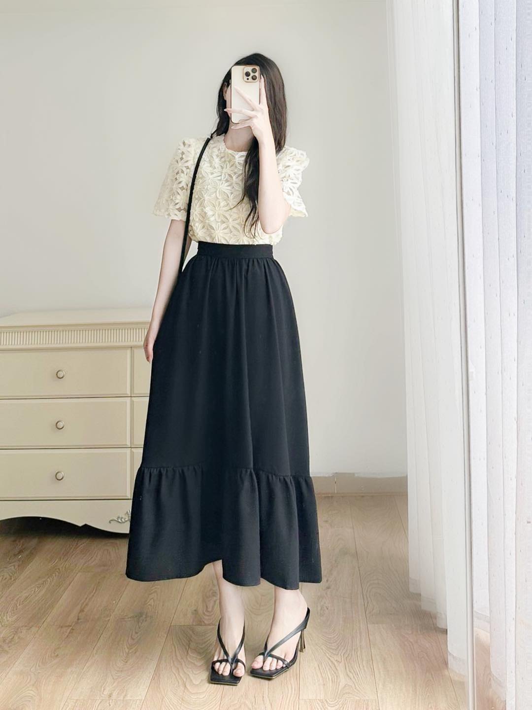 Chân váy nhún tầng