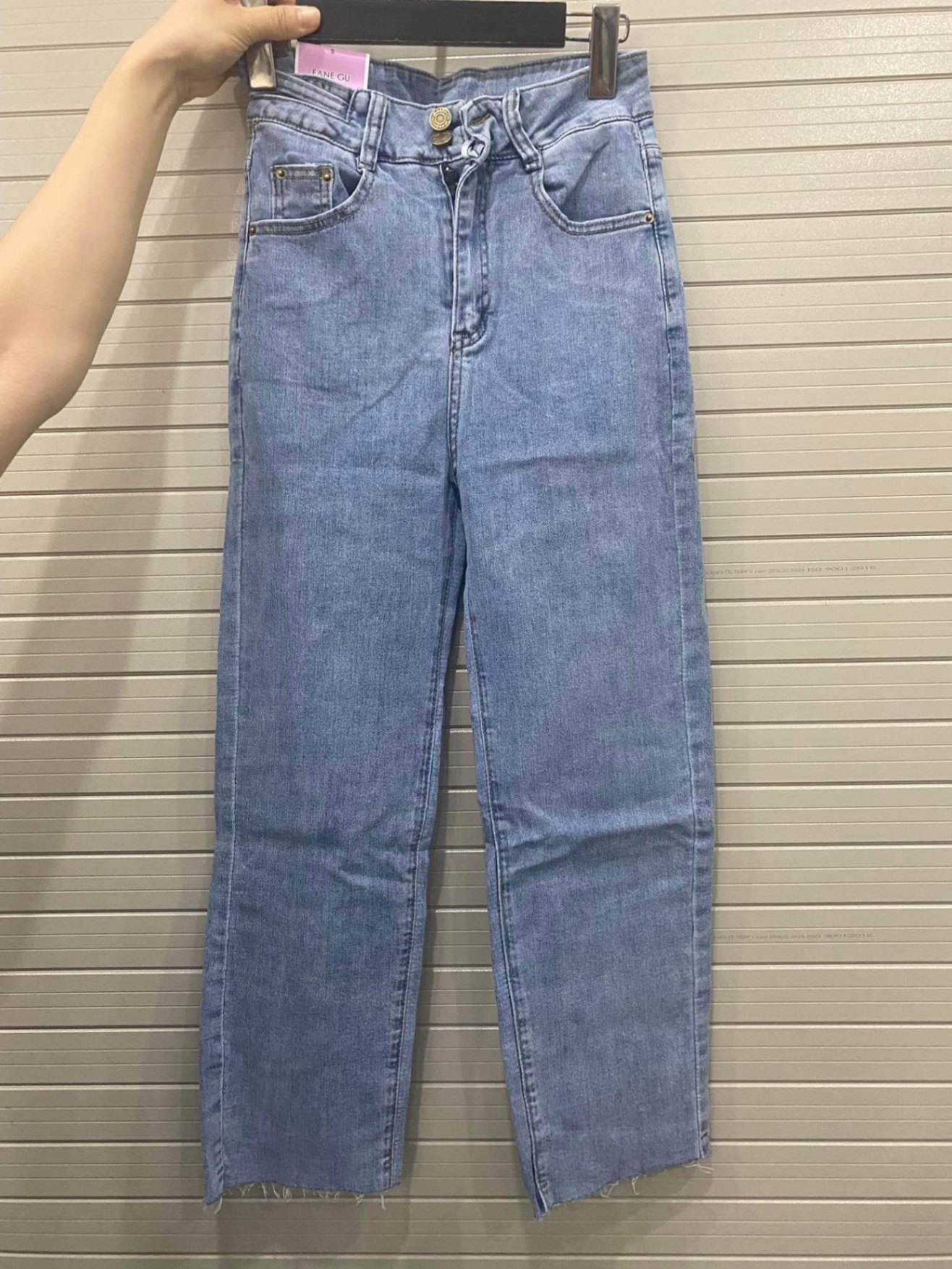Quần jean ống đứng cắt gấu Fanegu( 5009)