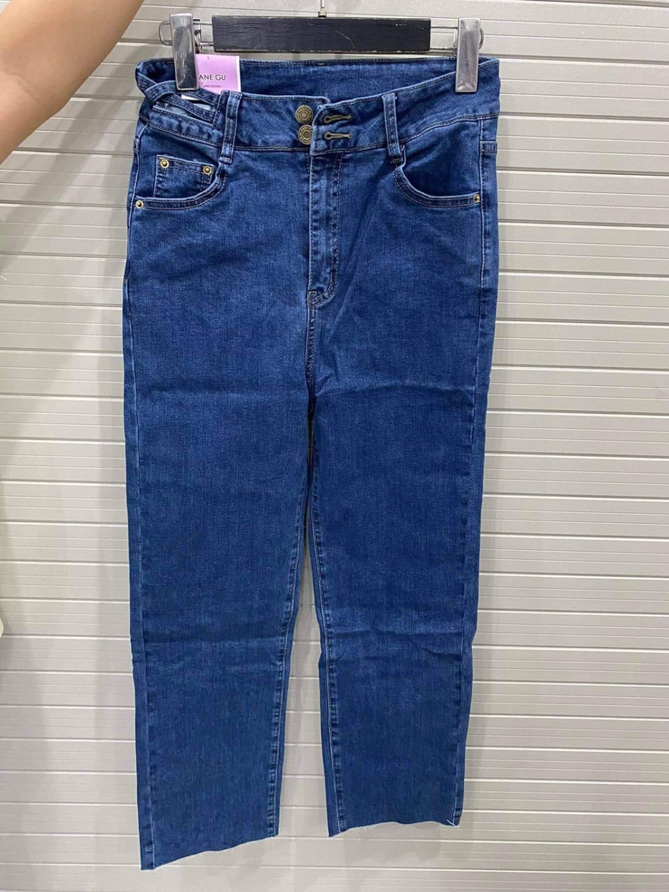 Quần jean ống đứng cắt gấu Fanegu( 5009)