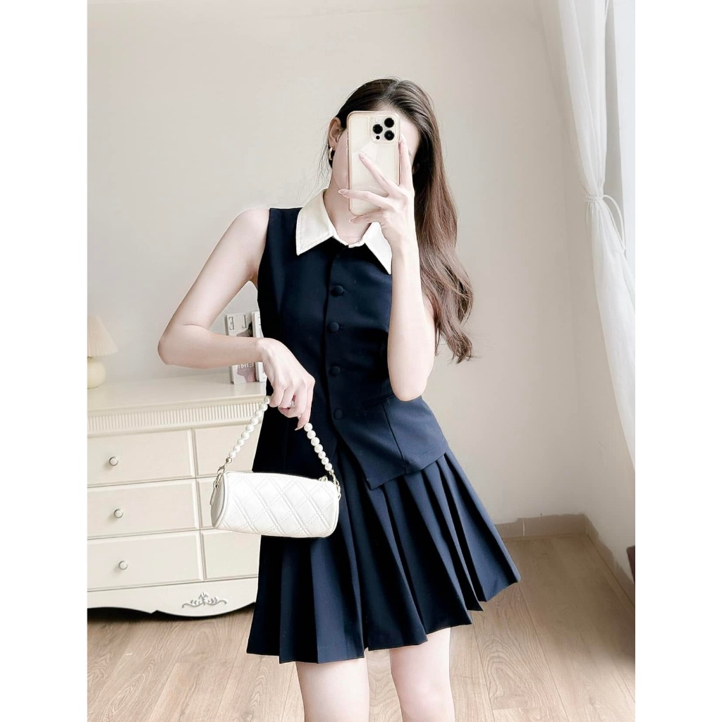 Áo sát nách cổ đức cúc bọc