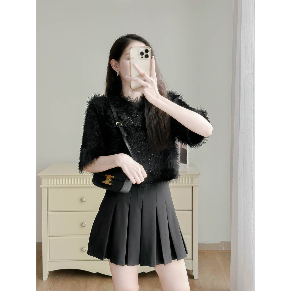 Áo lông cộc tay cổ tròn