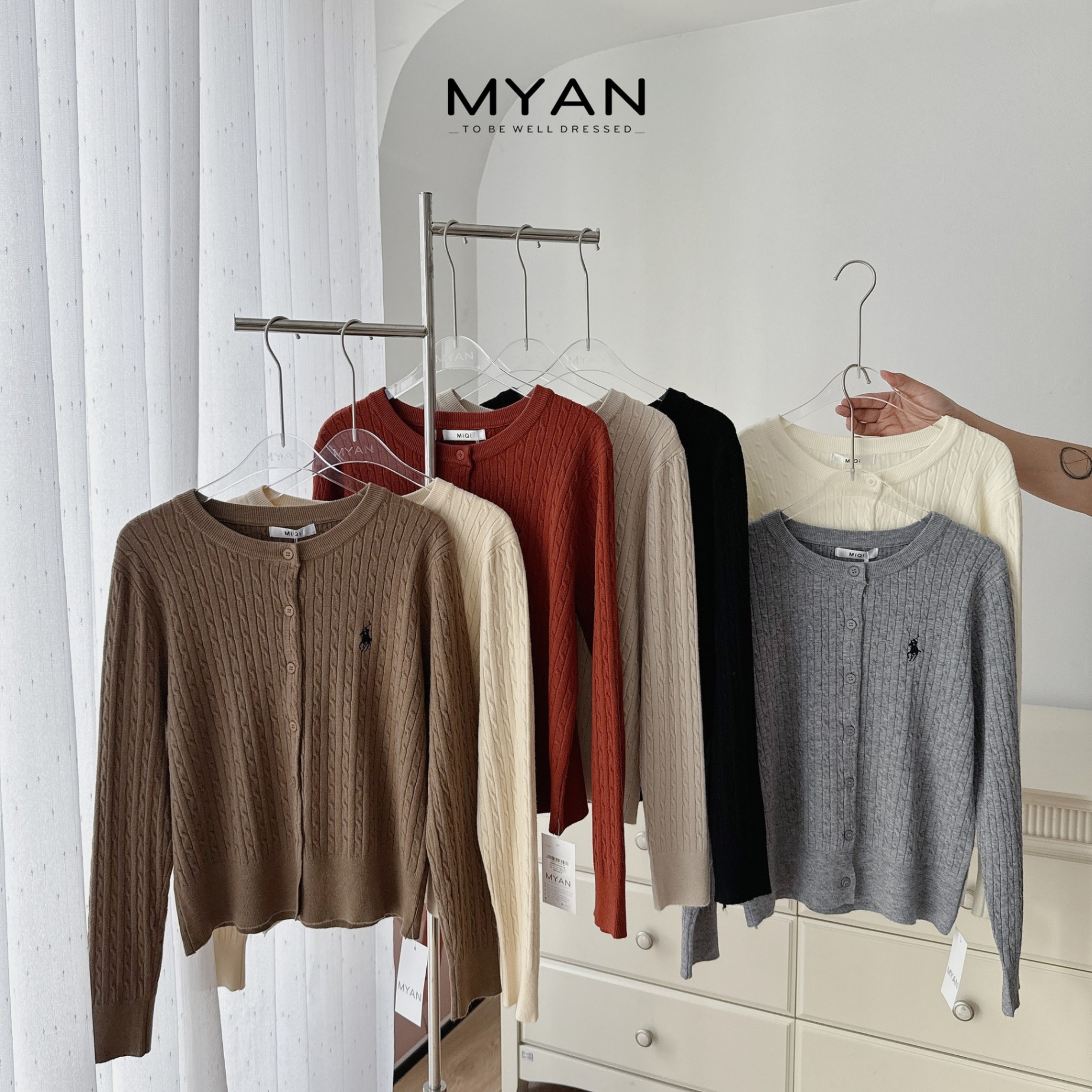 Áo len Cardigan dài tay cổ tròn (9922)