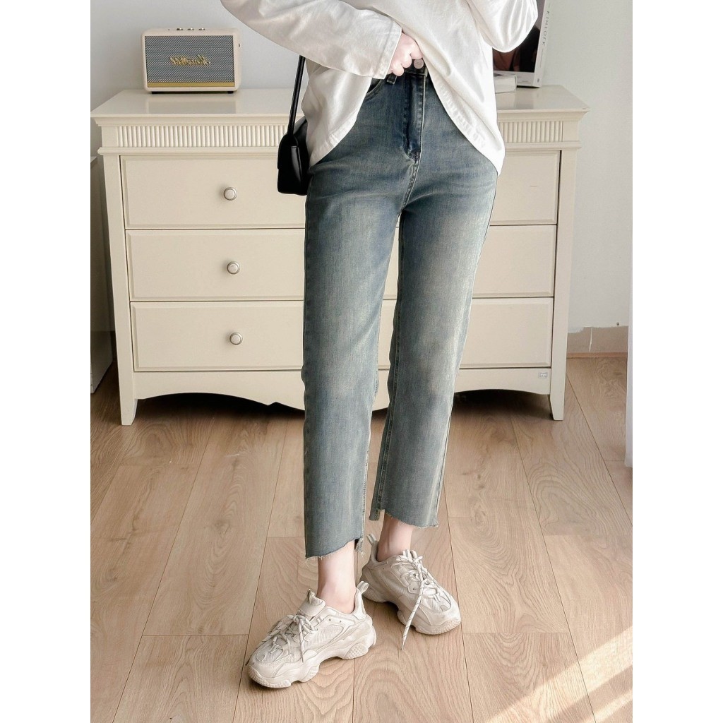 Quần Jean ống đứng cắt gấu Fanegu (5631)