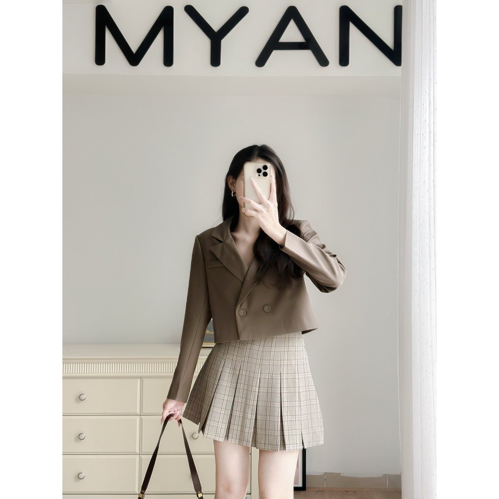 Áo khoác blazer tay dài dáng ngắn