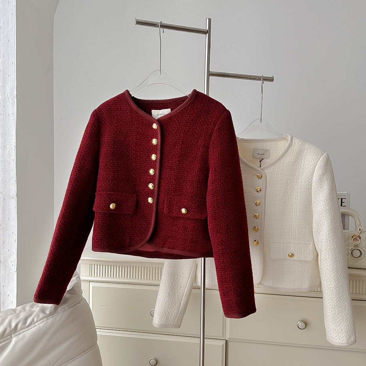 Áo khoác dạ tweed dây viền (9200)