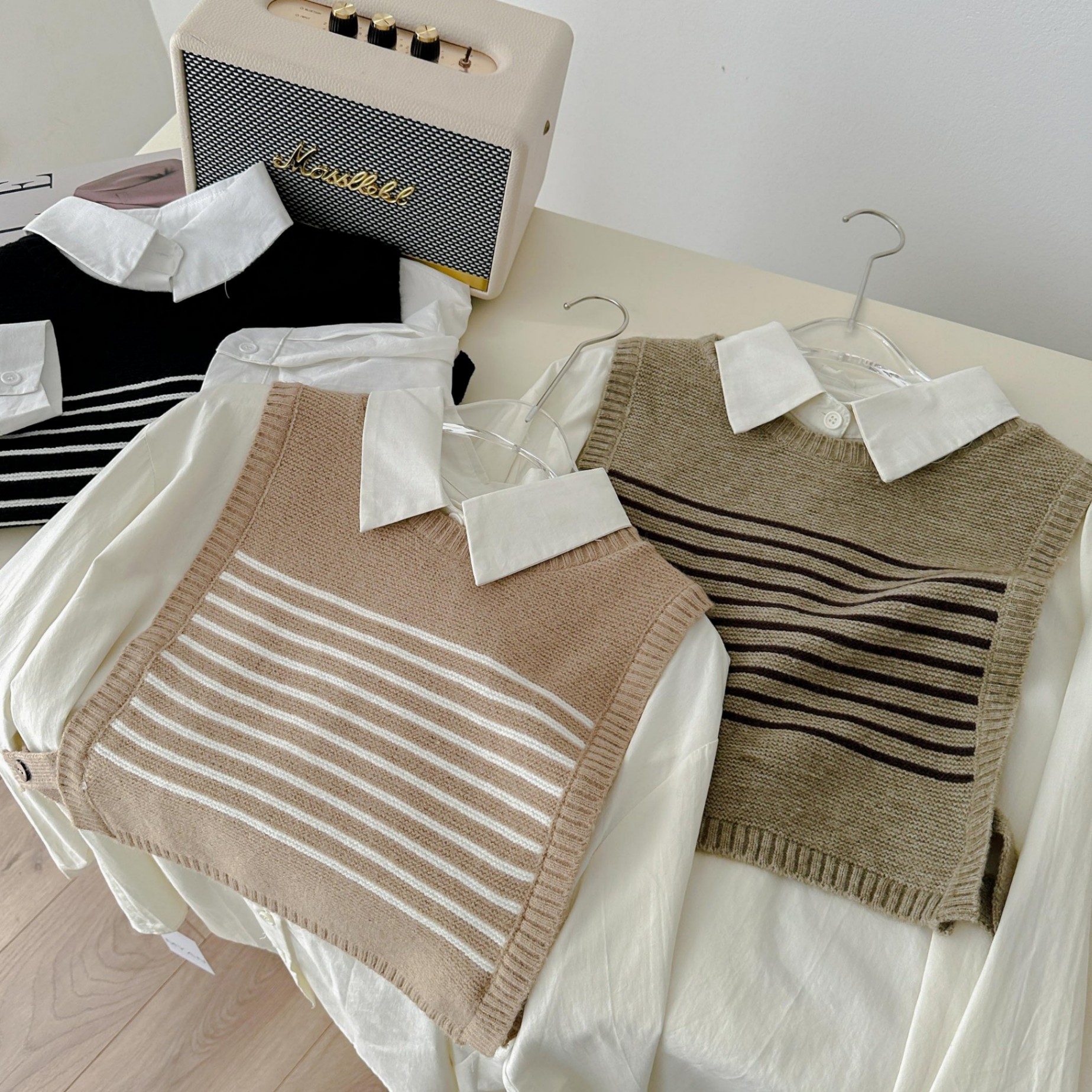 Set sơ mi len kẻ 3306
