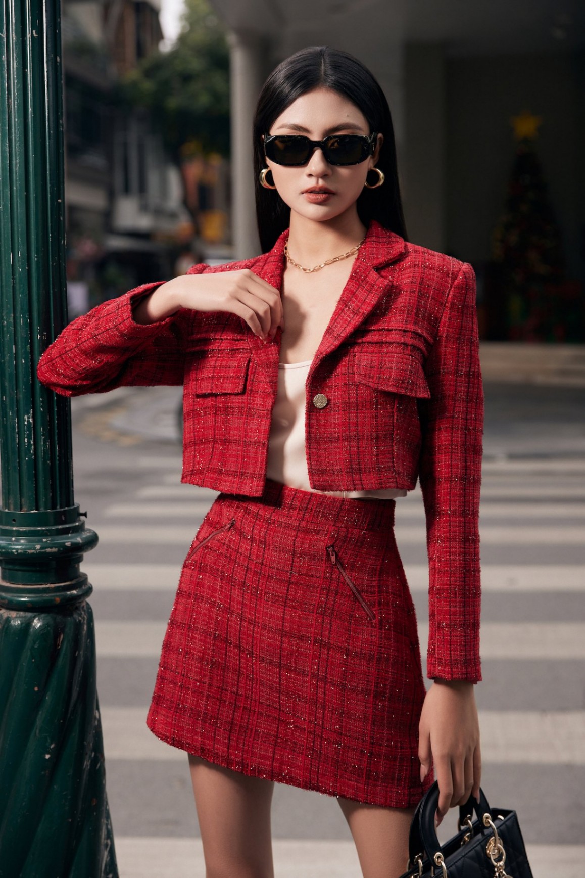 Áo blazer dạ dáng croptop