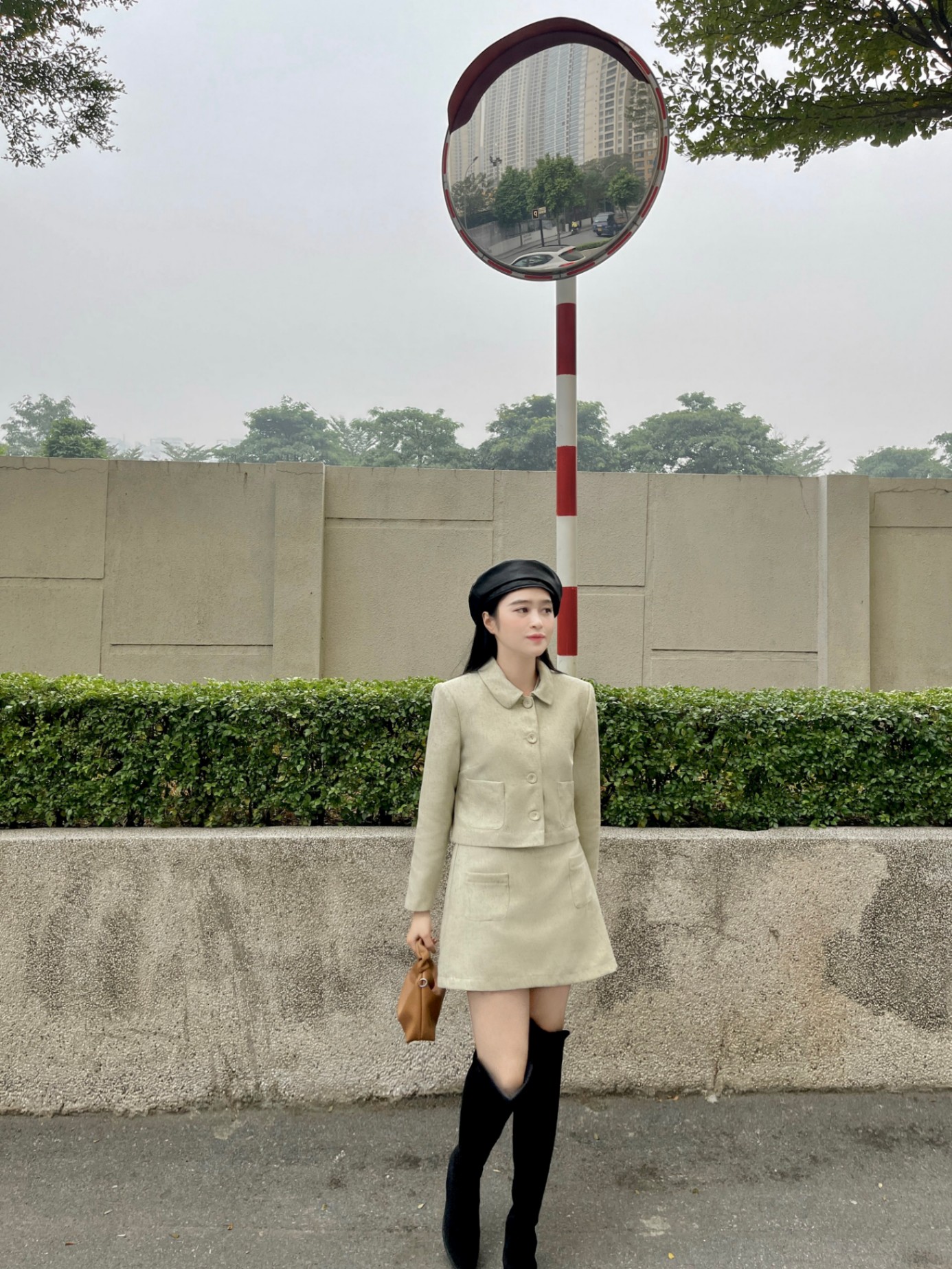Chân váy dạ ép mỏng hai túi
