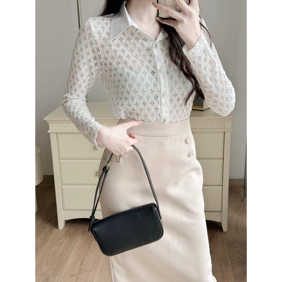 Áo sơ mi ren cổ đức