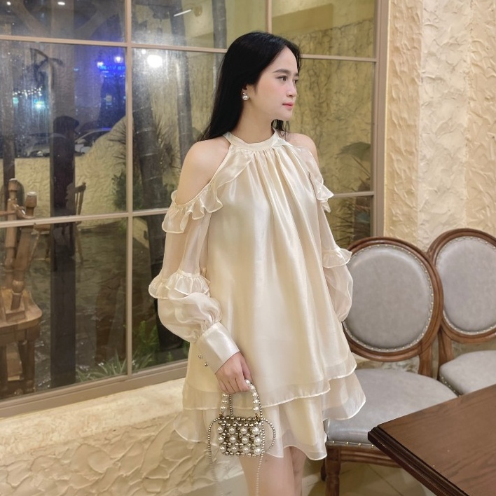 Chân váy tơ óng xòe 2 lớp