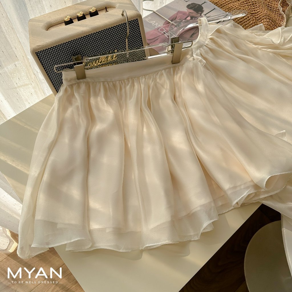 Chân váy tơ óng xòe 2 lớp