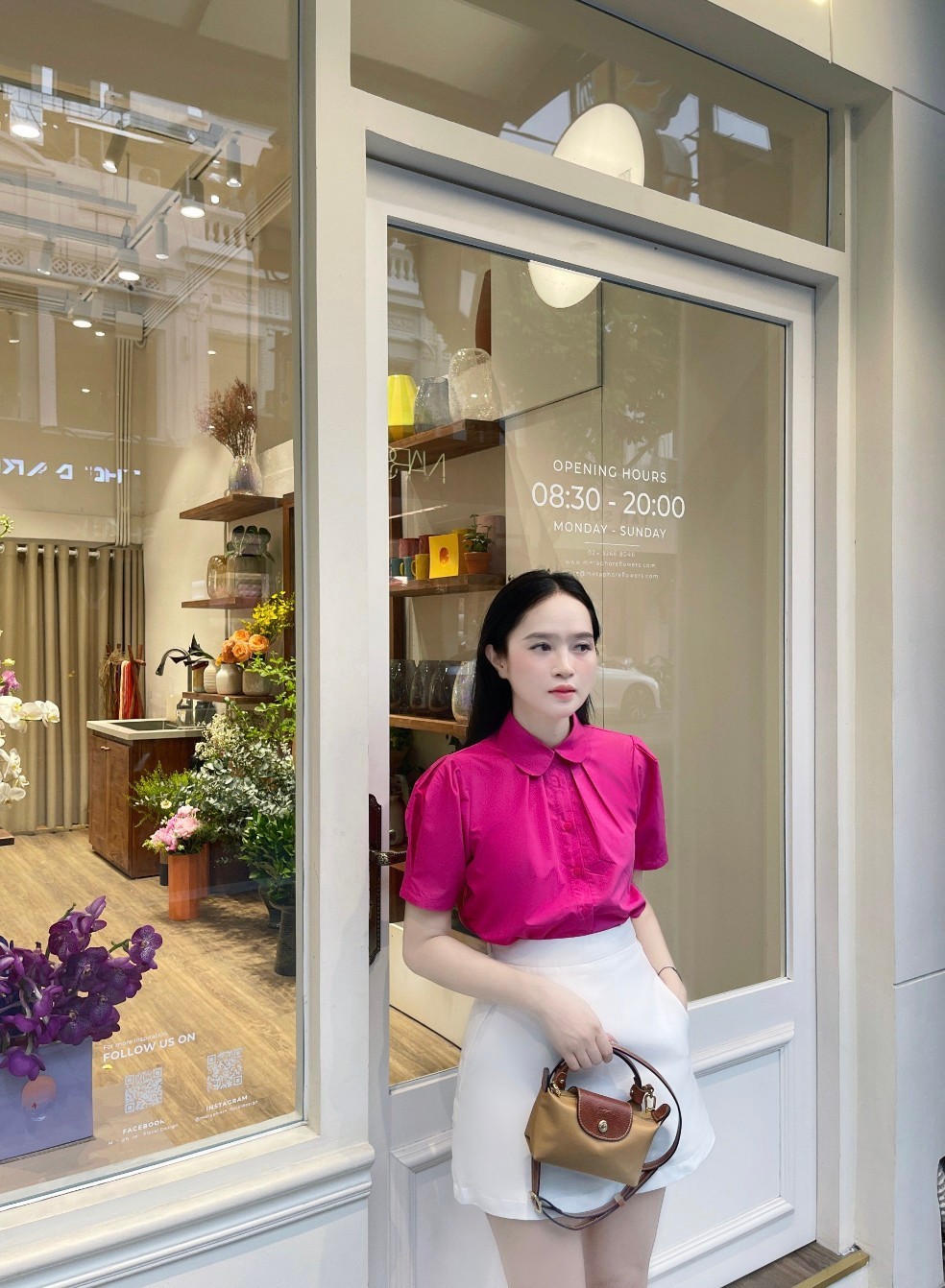 Áo sơ mi cổ sen cộc tay