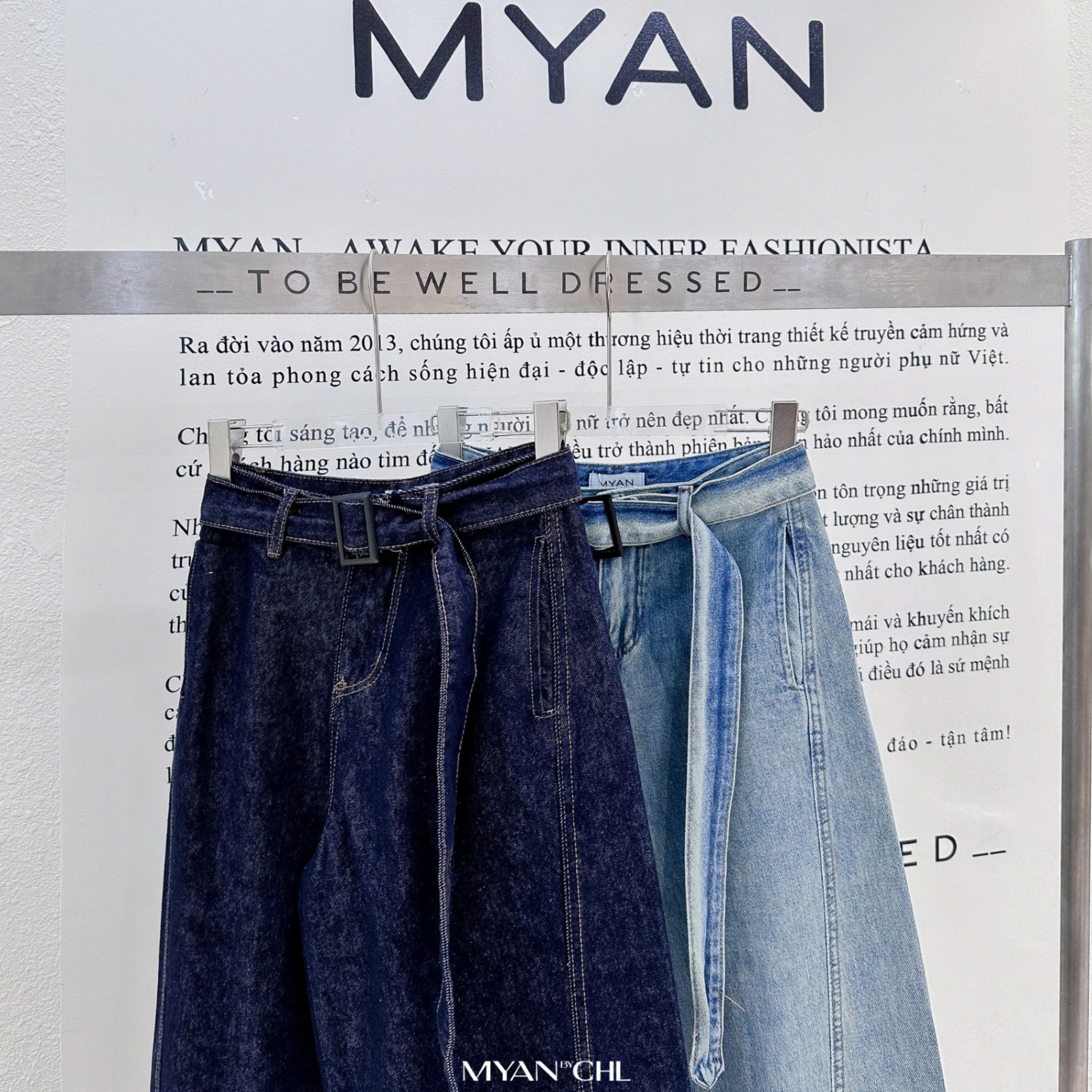 Quần jean ống rộng kèm đai jean (9312)