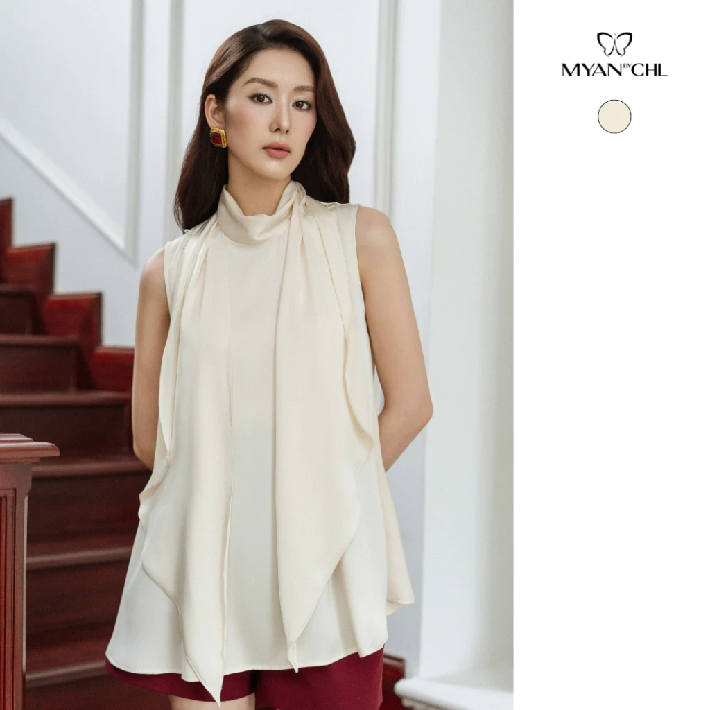 Áo sơ mi sát nách dây cổ bản lớn