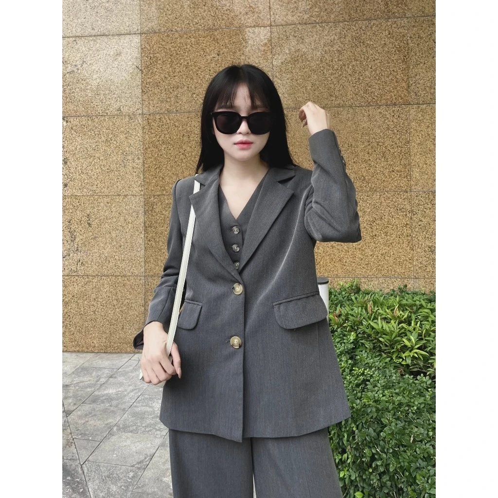 Áo khoác vest cúc đồi mồi