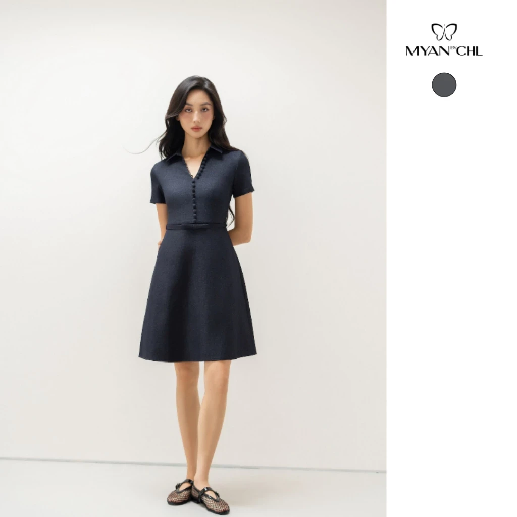 Váy giả jeans hàng cúc bọc