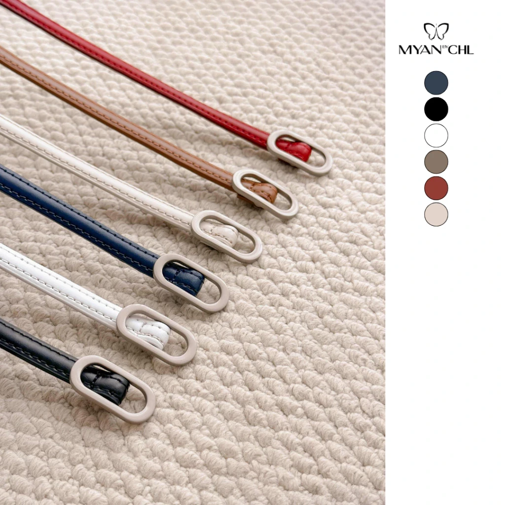 Thắt lưng da chốt hình oval khắc chữ MYAN