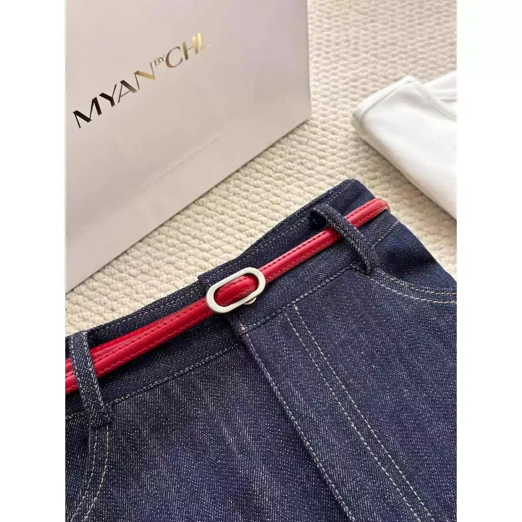 Thắt lưng da chốt hình oval khắc chữ MYAN