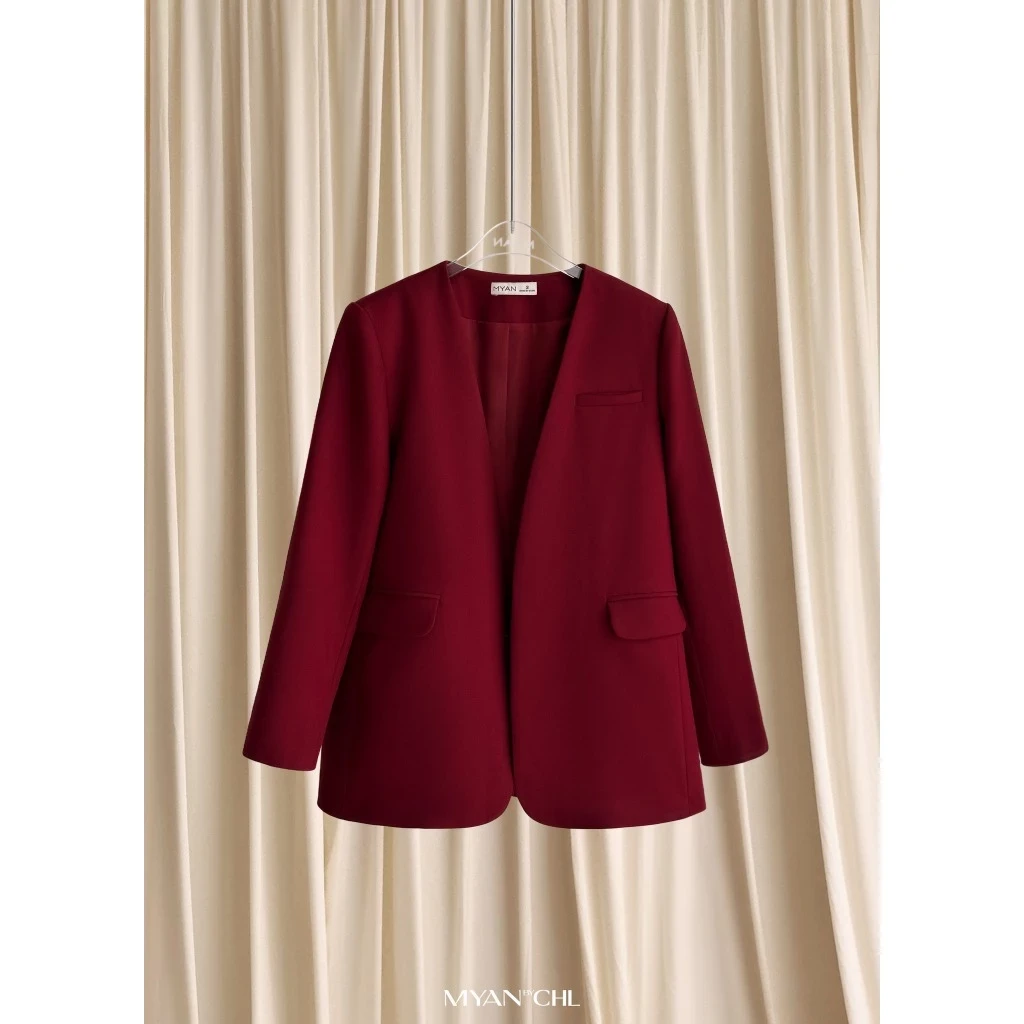 Áo blazer không cổ dài tay