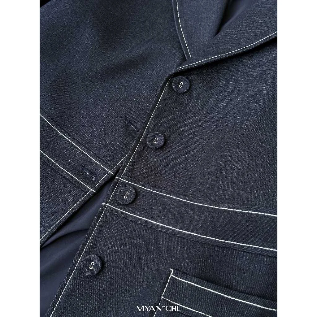 Áo blazer giả jeans dài tay