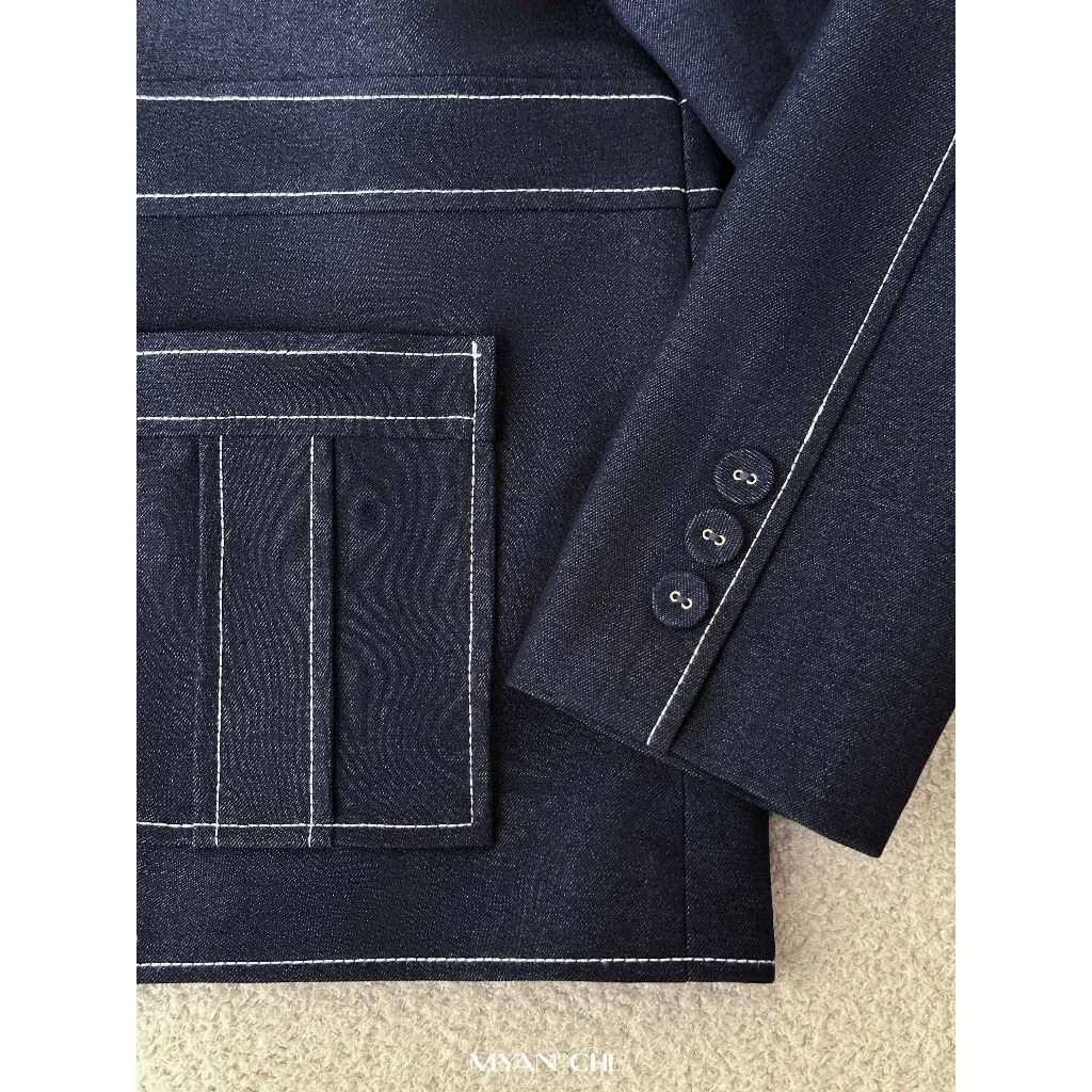 Áo blazer giả jeans dài tay