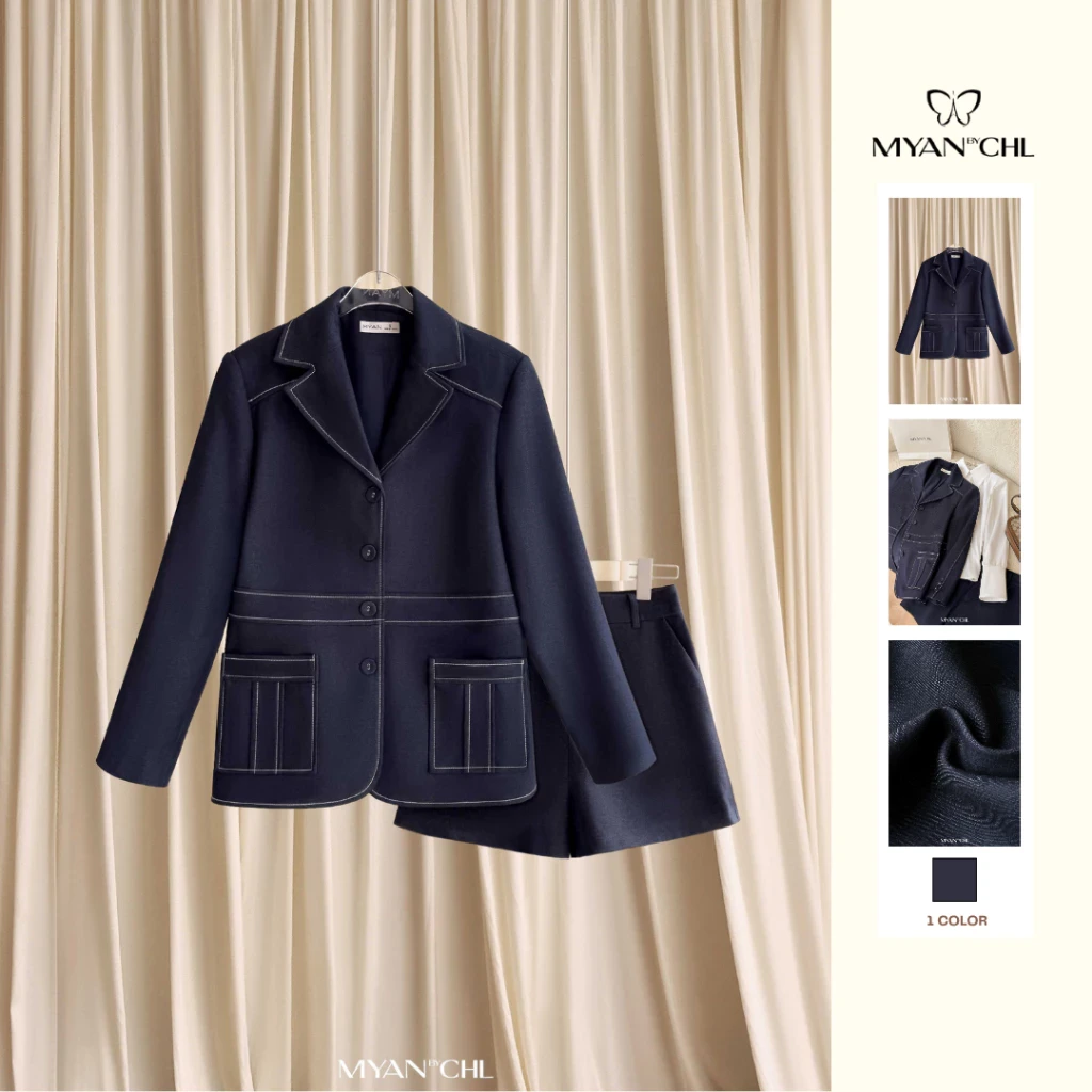 Áo blazer giả jeans dài tay