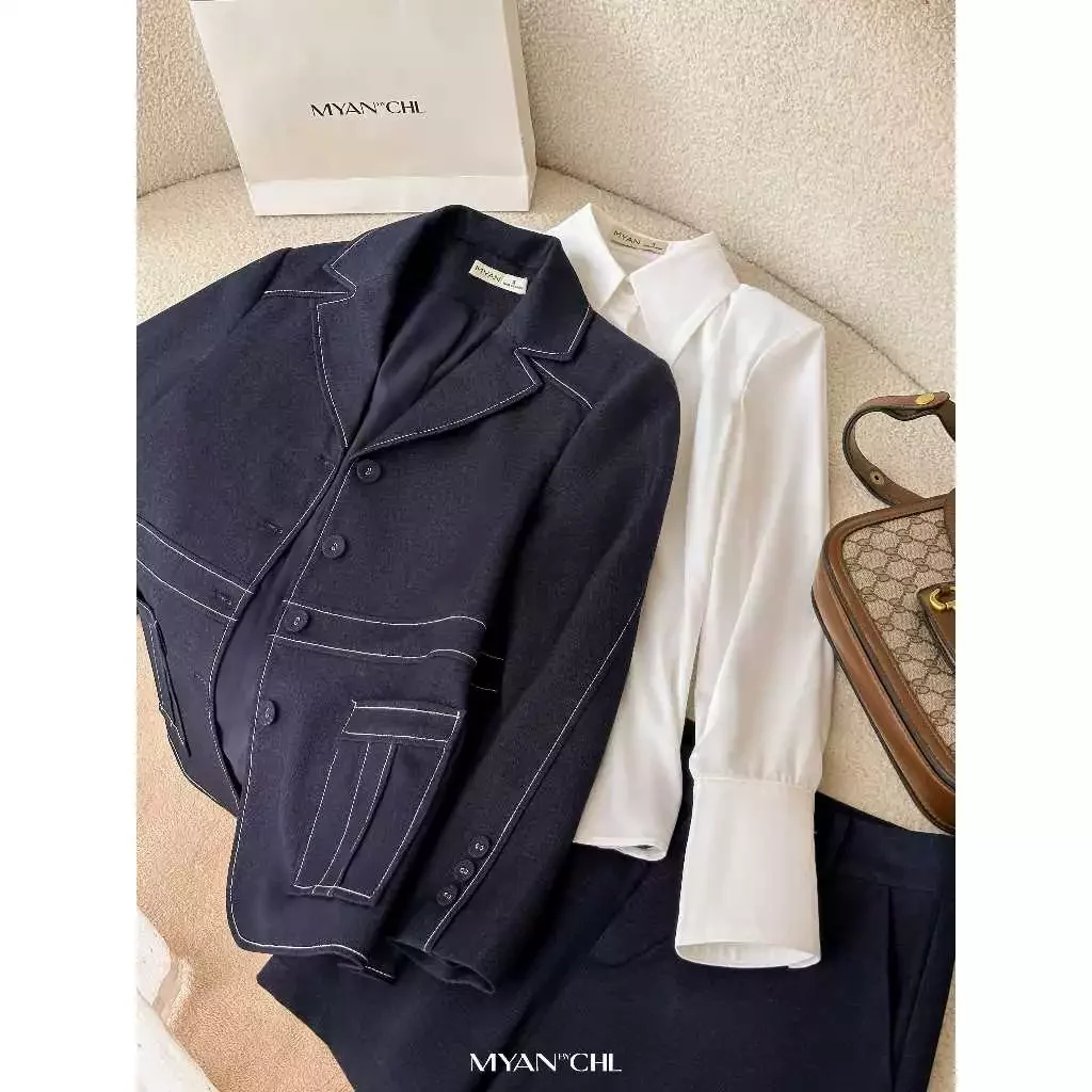 Áo blazer giả jeans dài tay