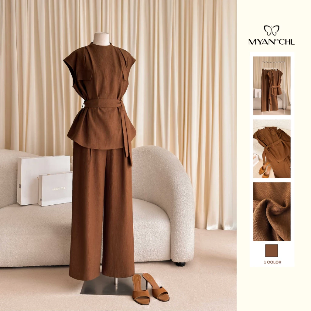 Áo cổ leo không tay thắt lưng rời