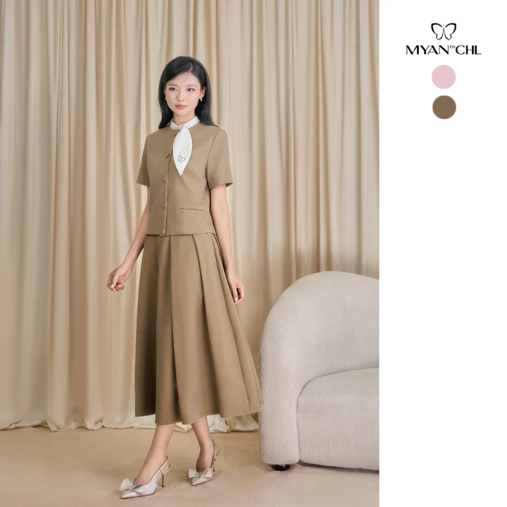 Chân váy xếp ly bản lớn dáng dài