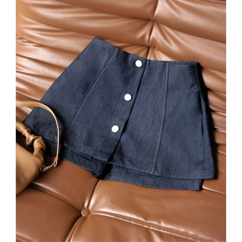 Quần váy giả Jean 3 hàng cúc