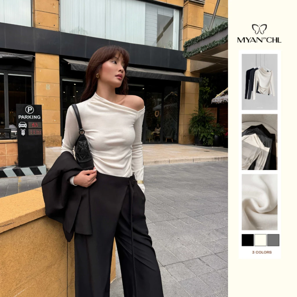 Áo thun dáng ôm vai lệch