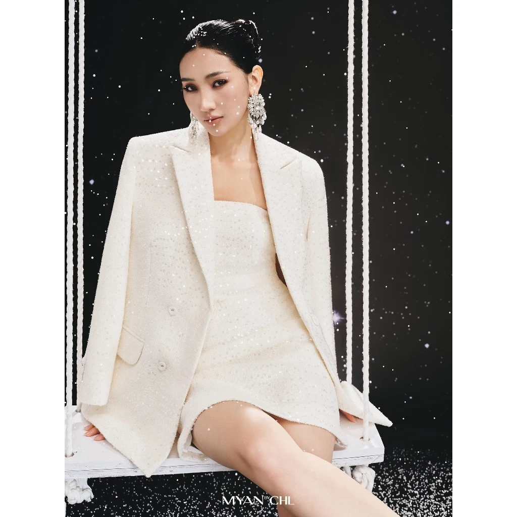 Áo Blazer tweed kim sa