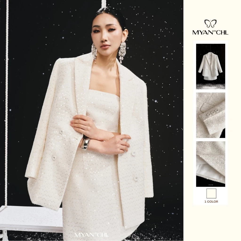 Áo Blazer tweed kim sa