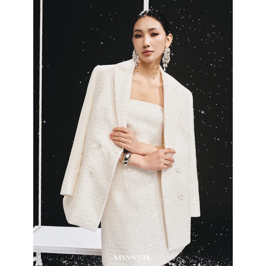 Áo Blazer tweed kim sa