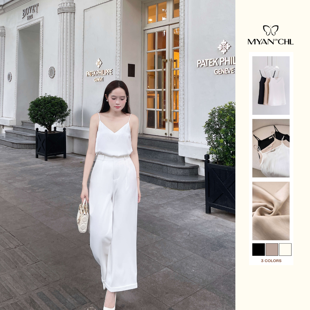 Áo 2 dây lụa cổ tim