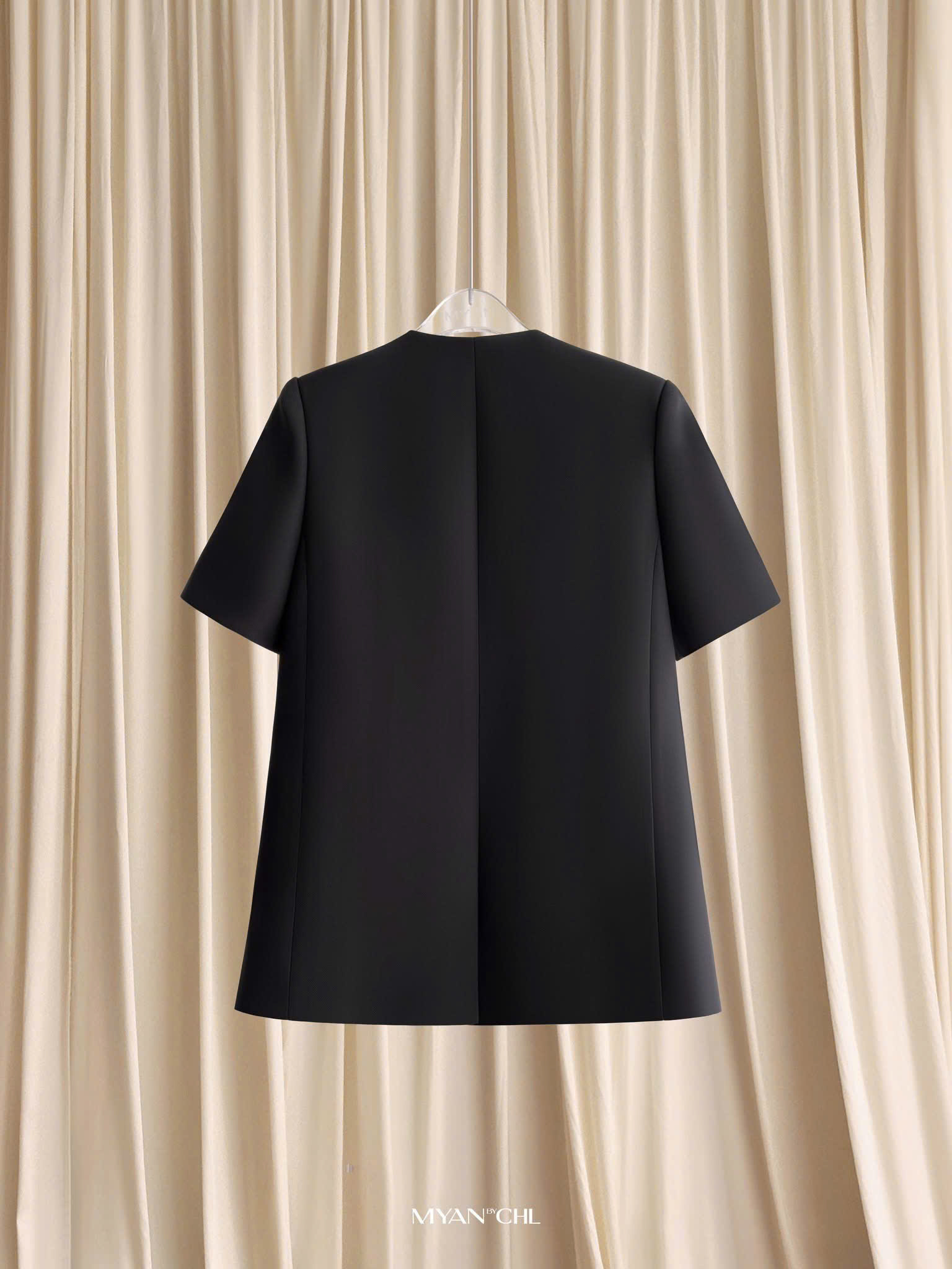 Áo Blazer không cổ vạt tròn