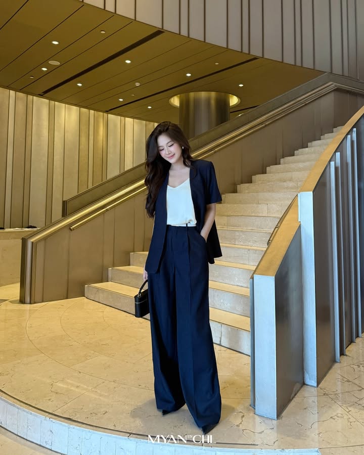 Áo blazer giả jeans không cổ