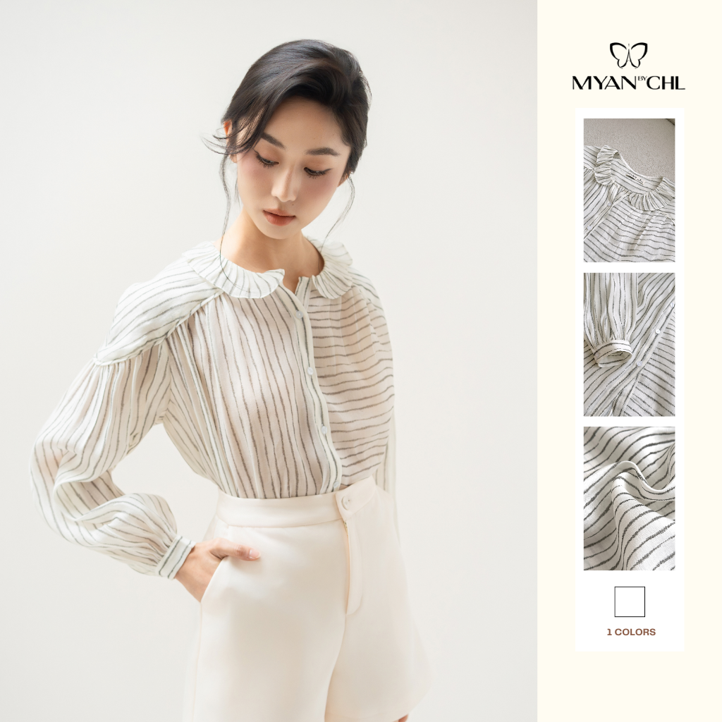 Áo cổ bèo cầu vai rơi kẹp lé