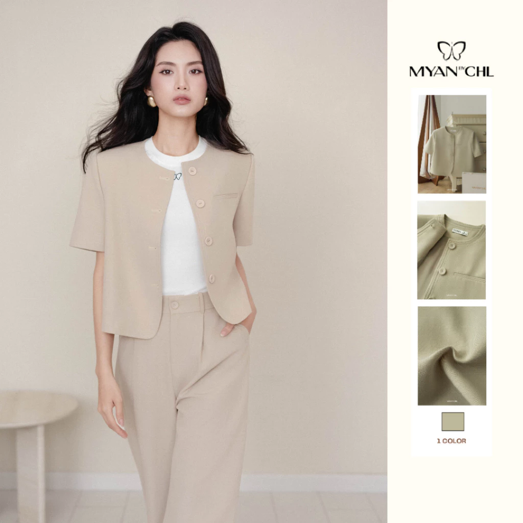 Áo khoác ngắn tay chỉ diễu viền