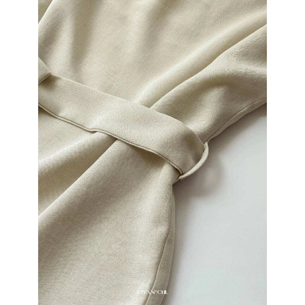 Áo linen vai chờm có dây lưng rời