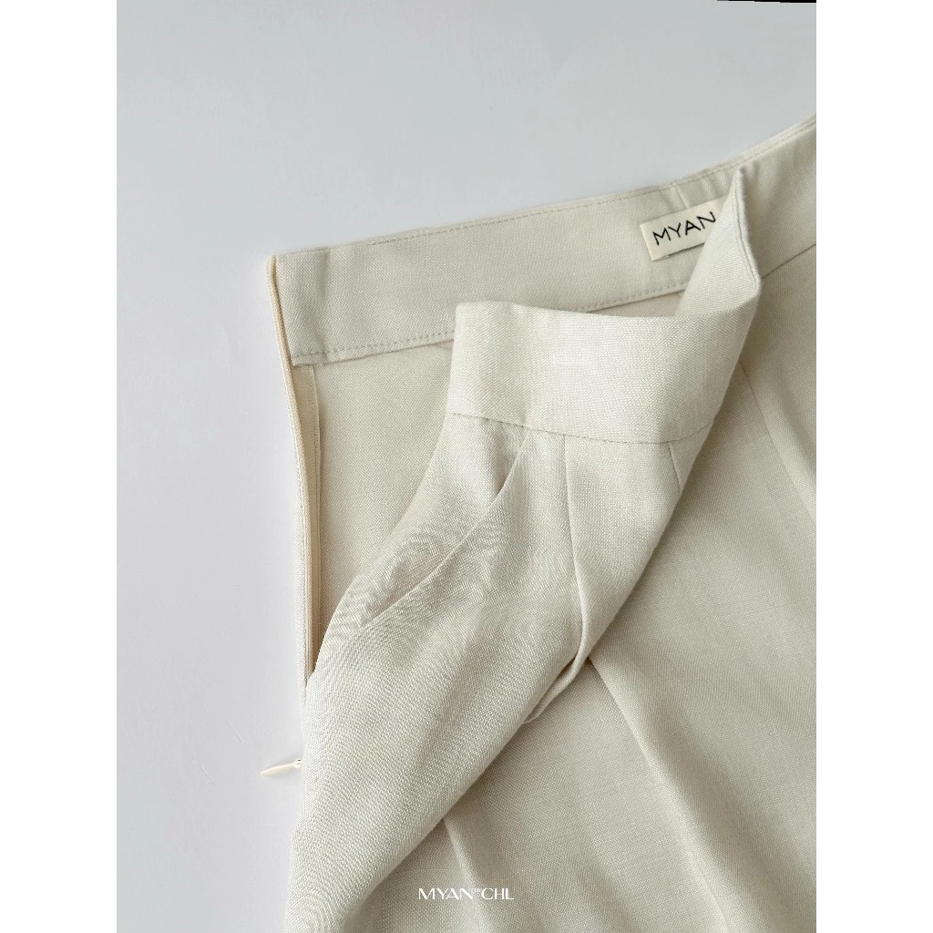 Áo linen vai chờm có dây lưng rời
