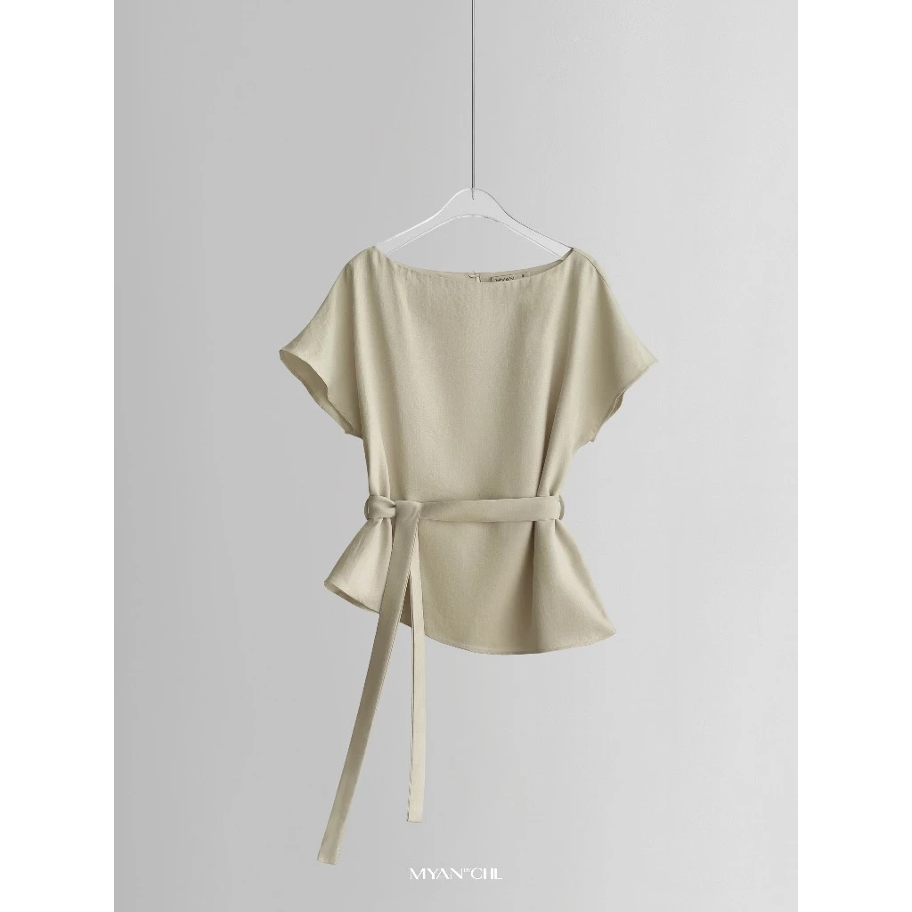 Áo linen vai chờm có dây lưng rời